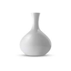 Realistic white ceramic porcelain vase. 3d ceramic glossy pot.