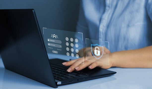 Cyber security concept.Information security,encryption and secure access. Data protection and secured internet access.	
