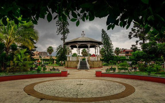 Beautiful view of the Kiosko from the Central park of Tuxpan, Jalisco, Mexico
