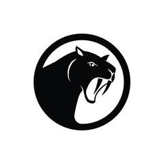black and white sabertooth tiger logo vector