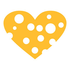 Abstract Cheese heart with holes.Slice of cheese shaped as heart, illustration.