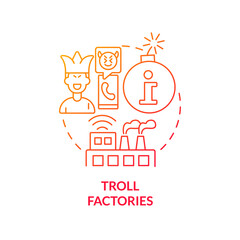 Troll factories red gradient concept icon. Influence opinion. Information war over Internet abstract idea thin line illustration. Isolated outline drawing. Myriad Pro-Bold font used