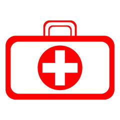 Medical case sign - insurance symbol - first aid kit, emergency box.Emergency first aid. First Aid Kit Icon Illustration. Medical Kit. medical bag.Grey First aid kit isolated.