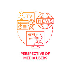 Perspective of media users red gradient concept icon. Social media influence. Information war over Internet abstract idea thin line illustration. Isolated outline drawing. Myriad Pro-Bold font used