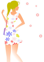 女性、ファッション、花