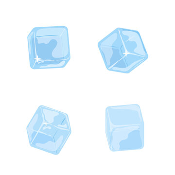 ice cube with glare vector set on white in cartoon style
