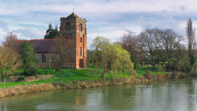 St Eata's Church by the lake in  Atcham, Shropshire, United Kingdom