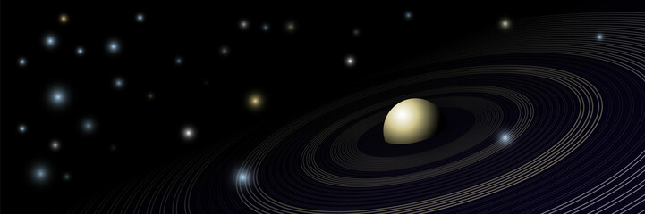 Saturn space dark vector background with stars