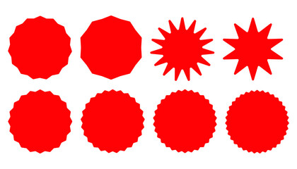  Red starburst, sunburst badges icon .  Vintage labels symbol. Sign stickers vector.