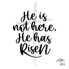 Bible verse He has risen, vector illustration
