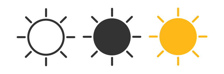 Sun icon. Web object symbol. Sign solar vector.