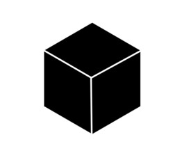 Geometric empty cube. Simple outline icon. Black on white background