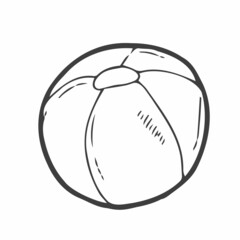 Beach ball icon. Vector thin line illustration for summer and beach leisure fun time