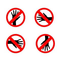 Hand blocking sign stop. Vector illustration.