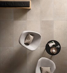 Modern interior design of room with elegant tiles, seamless, luxurious interior background.