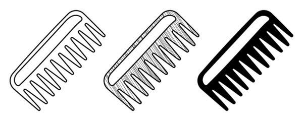 Set of hand drawn vector Comb in a doodle cartoon style