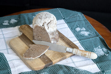 Broa de Avintes, traditional dark bread with corn flour rye and barley from Vila de Avintes, Vila...