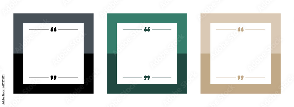 Canvas Prints quote template set. blank quote frames with quotation marks