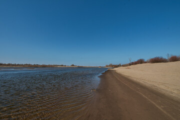 Fototapeta na wymiar Ahtuba river in Volgograd region. Russian river landscape, for use as a background