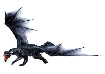 3D Rendering Fairy Tale Dragon on White