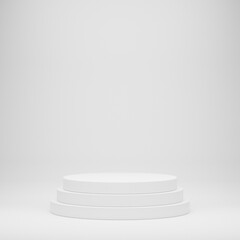 white cylinder display abstract minimal geometric podium product package mock up presentation show cosmetic stage pedestal platform studio background. 3d rendering.