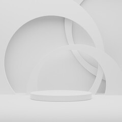 white cylinder display abstract minimal geometric podium product package mock up presentation show cosmetic stage pedestal platform studio background. 3d rendering.
