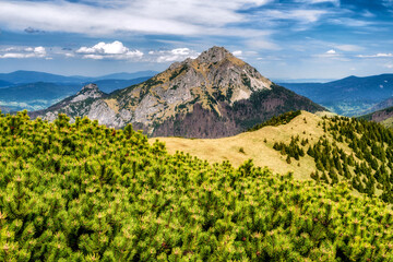 Fototapeta premium Beautiful mountain landscape and hill Rozsutec, Slovakia