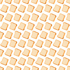 Seamless pattern with whole white loaf bread. Print of bakery products, pastries, dough food. Vector flat illustration