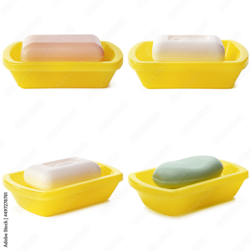 Wall mural Soap bars isolated on the white background