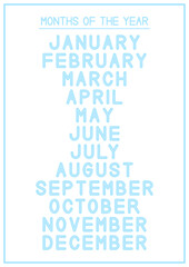 Children Learning Printable - Months of the Year Poster in Blue Color