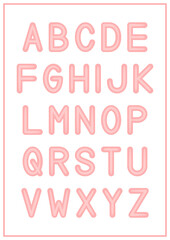 Children Learning Printable - Alphabet Uppercase in Pink Color