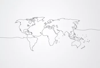 Foto op Canvas Continuous line drawing of global network connection. World map point and line composition concept of global business. Vector illustration © royyimzy