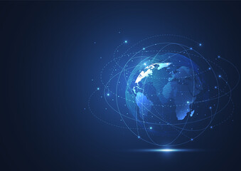 Global network connection. World map point and line composition concept of global business. Vector Illustration