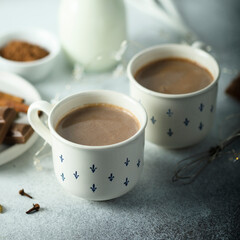 Homemade hot chocolate with spices