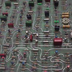 Printed circuit board,  motherboard digital device: resistors, capacitors, coils ...
