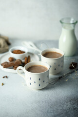 Homemade hot chocolate with spices