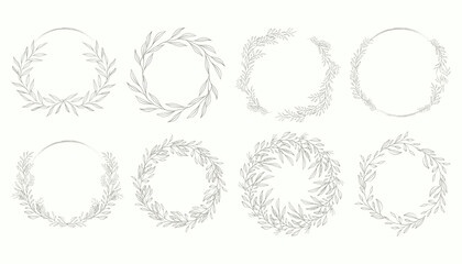 Wedding floral border vector set. Illustration of round floral frames
