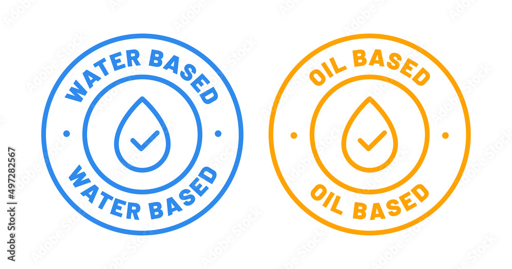 Sticker Water based product vector icon set