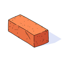 Brick icon. Vector illustration of  red brick building. Hand drawn single brick.