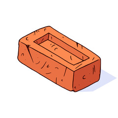 Brick icon drawing. Vector illustration of  red brick building. Hand drawn brick.