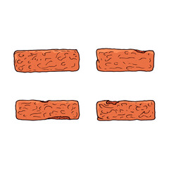 Set red brick icon. Vector brick building.