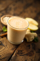 Homemade apple smoothie with oats and ginger