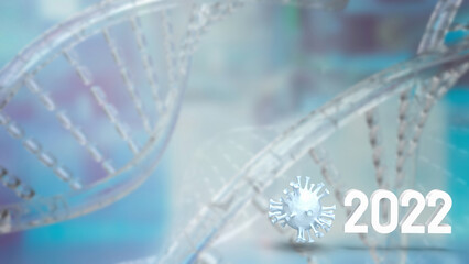 The virus and 2022 number for outbreaks or medical concept 3d rendering