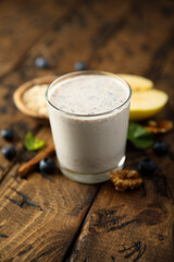 Homemade apple smoothie with blueberry