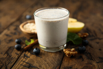 Homemade apple smoothie with blueberry
