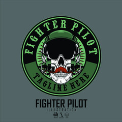 FIGHTER PILOT ILLUSTRATION WITH A GRAY BACKGROUND