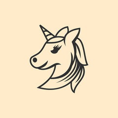 Obraz premium Animal unicorn with line art style design vector