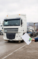 truck for logistics import and export, Business logistics concept, import and export concept.