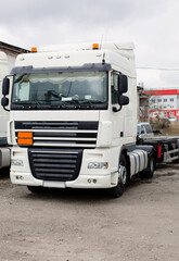 truck for logistics import and export, Business logistics concept, import and export concept.