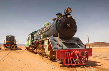 Old train in the desert, Jordan